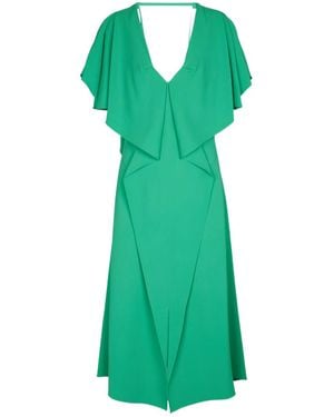 Roland Mouret V-Neck Ruffle Dress - Green