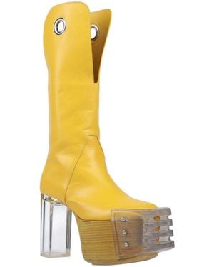 Rick Owens Minimalist Leather Ankle Boots - White