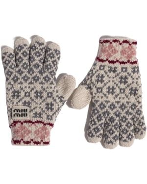 Miu Miu Wool And Cashmere Gloves - White
