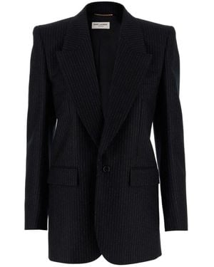 Saint Laurent Single Breasted Tailored Blazer - Blue