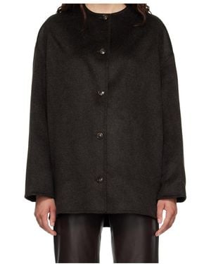 Loulou de Saison Cropped Coat With A Round Neck - Black