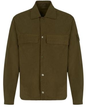 Stone Island Logo-Patch Buttoned Jacket - Green