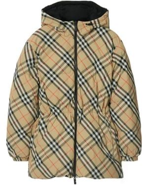 Burberry Checked Hooded Reversible Down Jacket - Metallic