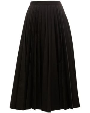 Junya Watanabe Pleated Design Midi Skirt - Black