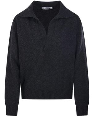 Victoria Beckham Polo Collar Knitted Jumper - Blue