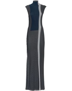 Fendi Ribbed-Knit Sleeveless Dress - Blue