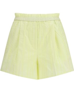 forte_forte Les Fleurs Embroidered Shorts - Yellow