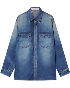 Golden Goose Denim-Inspired Long Sleeve Shirt With Classic Collar - Blue