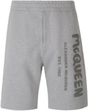 McQueen Graffiti Printed Sport Shorts - Grey