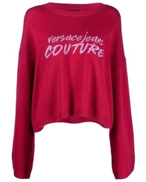 Versace Jeans Couture Couture Logo Intarsia-Knit Jumper - Red