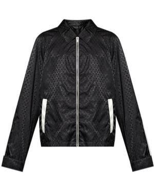 McQueen Skull Jacquard Zipped Jacket - Black