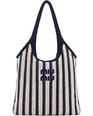 Miu Miu Ivy Braided Cotton Shoulder Bag - Blue
