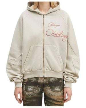 OTTOLINGER Embroidered Zip-Up Hoodie - Gray