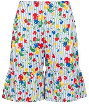 Gucci Cherries Striped Print Shorts - White