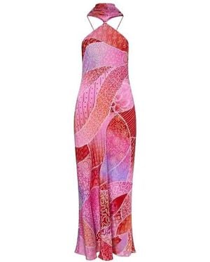 RIXO London Dress With Detachable Scarf - Pink