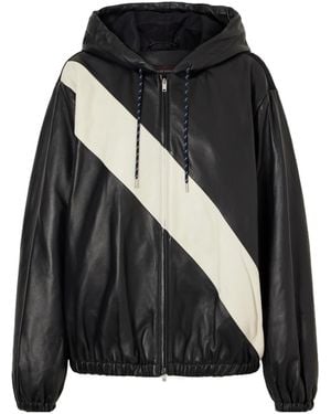 Wales Bonner Striped Leather Jacket - Black