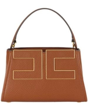 Elisabetta Franchi Logo-Plaque Top Handle Bag - Brown
