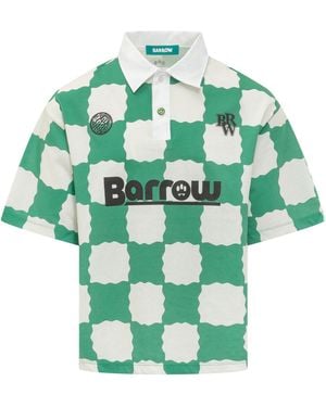 Barrow Logo Printed Checked Polo Shirt - Green