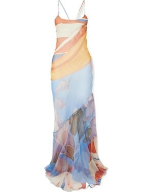 Donde Esteban Casual Watercolor Print Maxi Dress - Blue