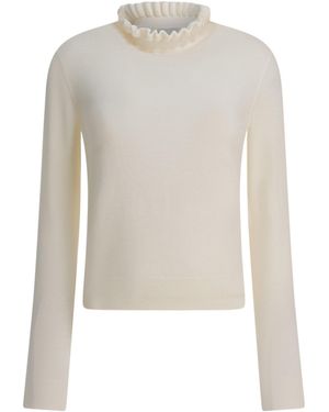 McQueen Ruffled Neck Knitted Jumper - White