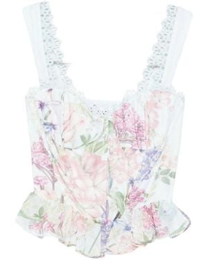 Charo Ruiz Floret Lace Floral Top - White