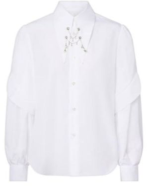 Comme des Garçons Embellished Cotton Shirt - White