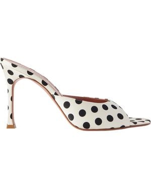 AMINA MUADDI Polka-Dot Satin Mules - Metallic
