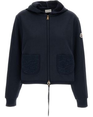 Moncler Logo Patch Zip-Up Cardigan - Blue