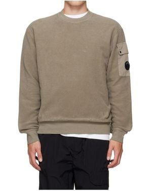 C.P. Company Brushed Twill Fleece Crewneck Sweatshirt - Grey