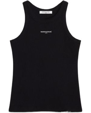 Maison Kitsuné Maison Kitsuné Logo Ribbed Tank Top - Black