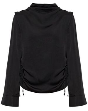 AllSaints Leslie Ruched Cowl-Neck Top - Black