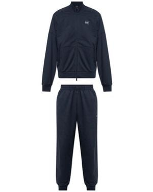 EA7 Logo Patch Stand Collar Tracksuit Set - Blue