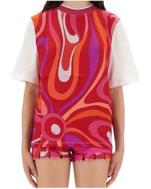 PUCCI Pucci Pattern-Printed Crewneck T-Shirt - Red