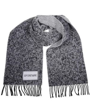 Sportmax Logo-Patch Fringed Scarf - Gray