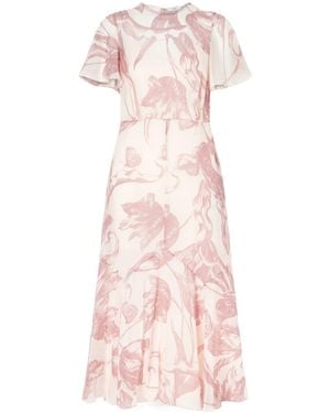 Erdem Printed Silk-Chiffon Midi Dress - Pink