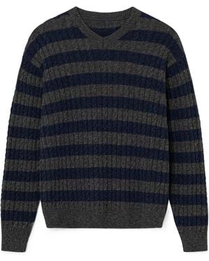 GIMAGUAS Martin Striped Cable-Knit Sweater - Blue