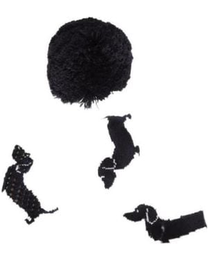 Thom Browne Pompom Detail Dog Beanie - White