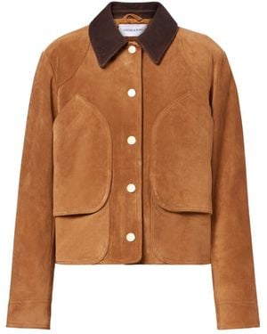 Veronica Beard Walters Suede Field Jacket - Brown