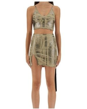 Rick Owens Frayed Metallic Top - Green