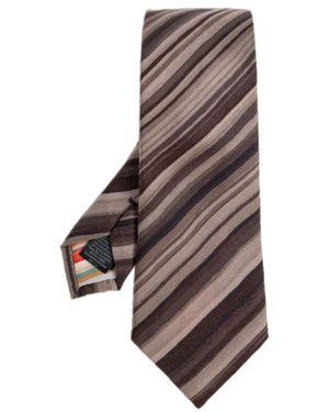 Paul Smith Striped Printed Tie - Brown