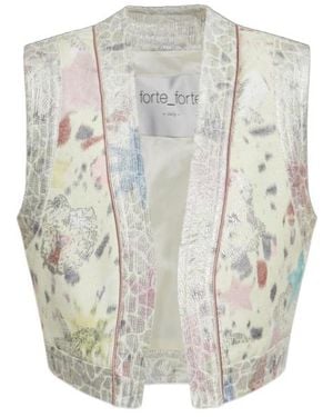 forte_forte Floral-Print Sleeveless Waistcoat - White