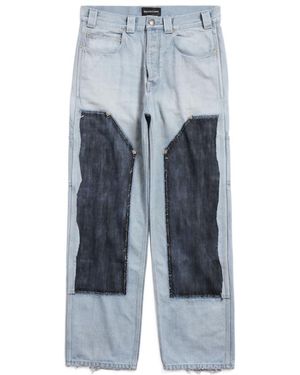 Balenciaga Panelled Vintage Effect Jeans - Blue