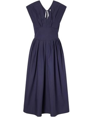 Rosie Assoulin Gathered Cotton-Taffeta Midi Dress - Blue