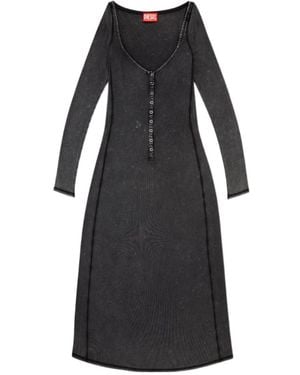 DIESEL D-Ley Faded Ribbed Jersey Midi Dress - Black