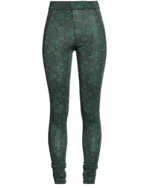 Ganni High-Waisted Stretch Floral Leggings - Green