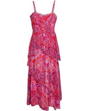 FARM Rio Paisley Scarf Loopy Cups Maxi Dress Midi Dress Viscose - Pink