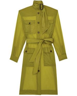Saint Laurent Belted Long-Sleeved Cargo Dress - Green