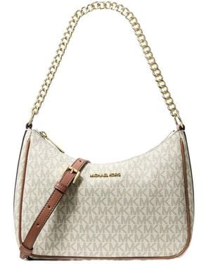 Michael Kors Jet Set Travel Large Signature Logo Convertible Crossbody Bag - White