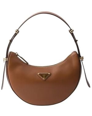 Prada Arqué Mini Leather Shoulder Bag - Brown
