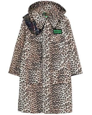 Barbour X Xganni Leopard Print Hooded Coat - Grey